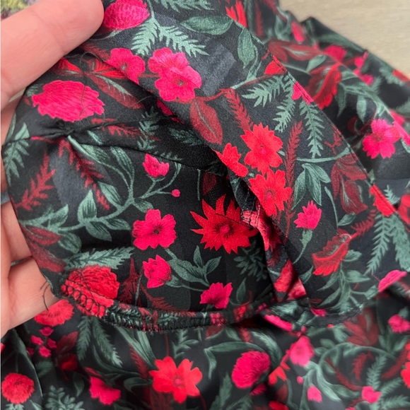 Vintage Dana Alexander Floral Button Down Long Sleeve Blouse Black Red Sz 14 - Picture 5 of 8